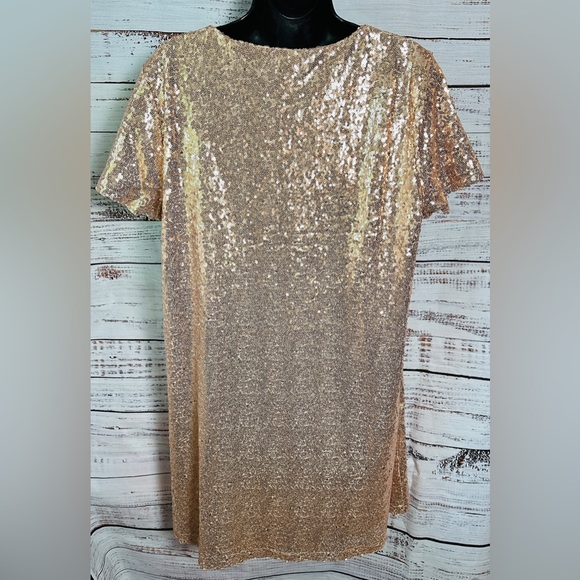 NWT Lulus Light Up The Night Champagne Sequin Shift Dress - Picture 7 of 12